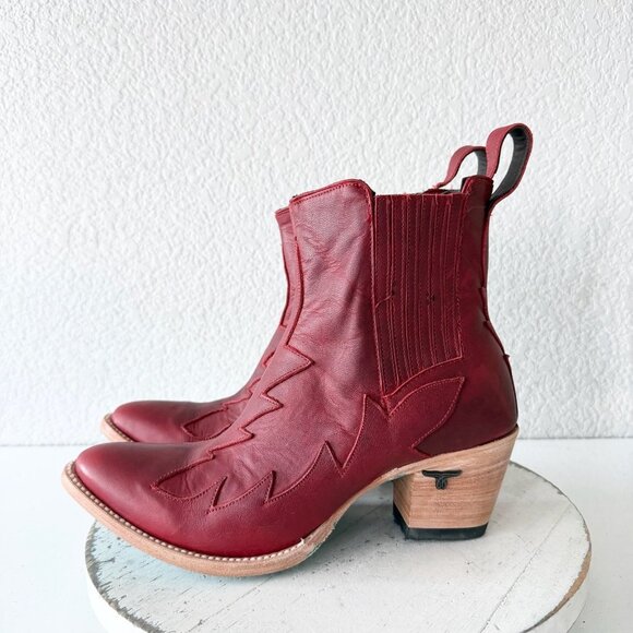 Lane CHELSEA Womens Cowboy Bootie 9.5 Western Red Short Cowgirl Ankle Boots - Picture 5 of 13